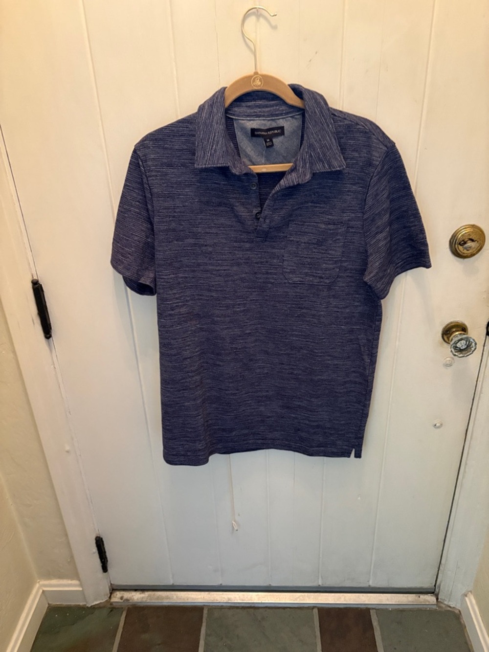 Banana Republic Men's Heathered Blue Polo